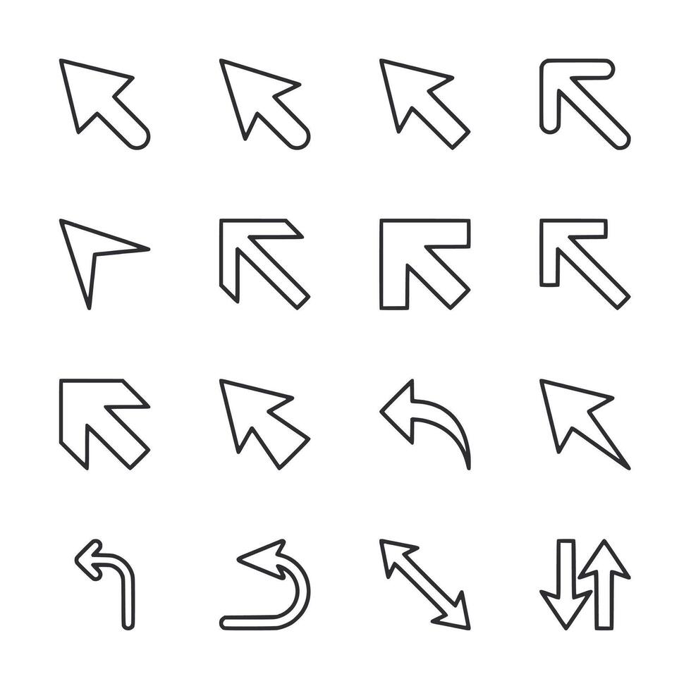 A set of arrows in various orientations and sizes vector