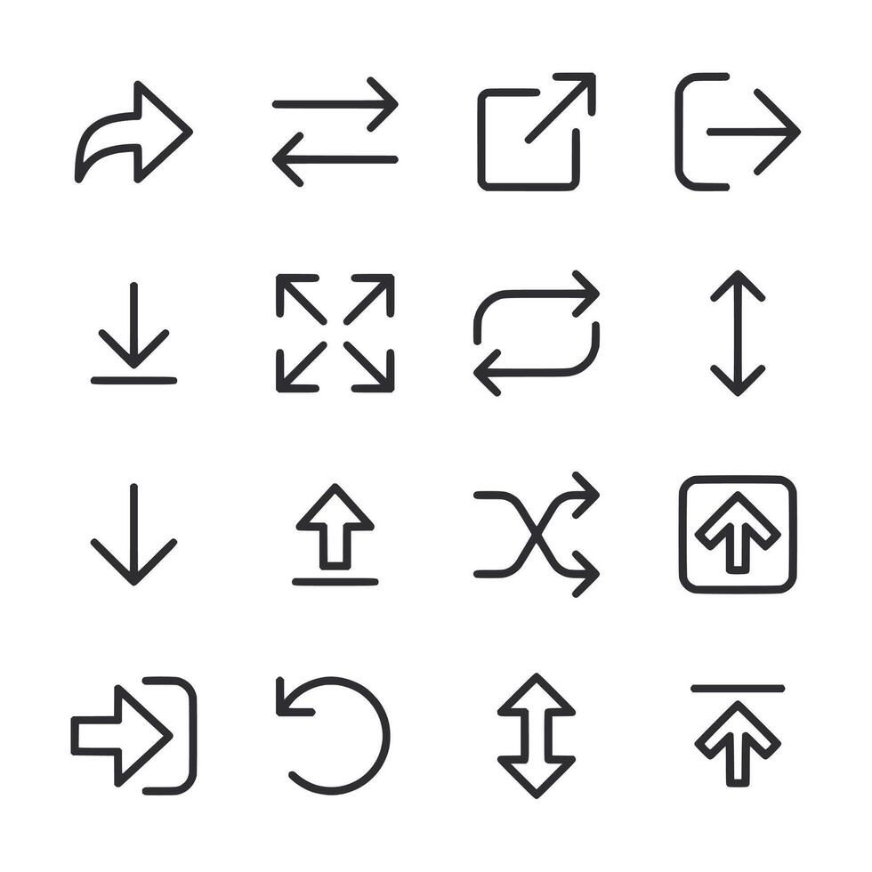 A set of arrows and other symbols are shown in a white background vector