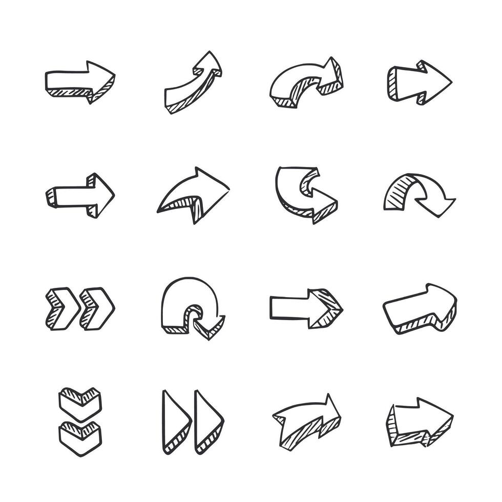 A set of arrows drawn in black vector
