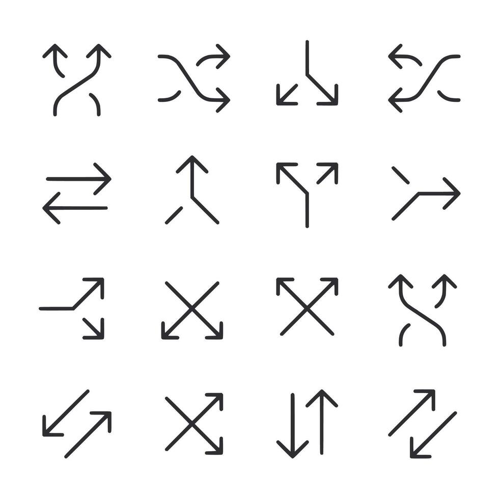 A set of arrows in various orientations and positions vector
