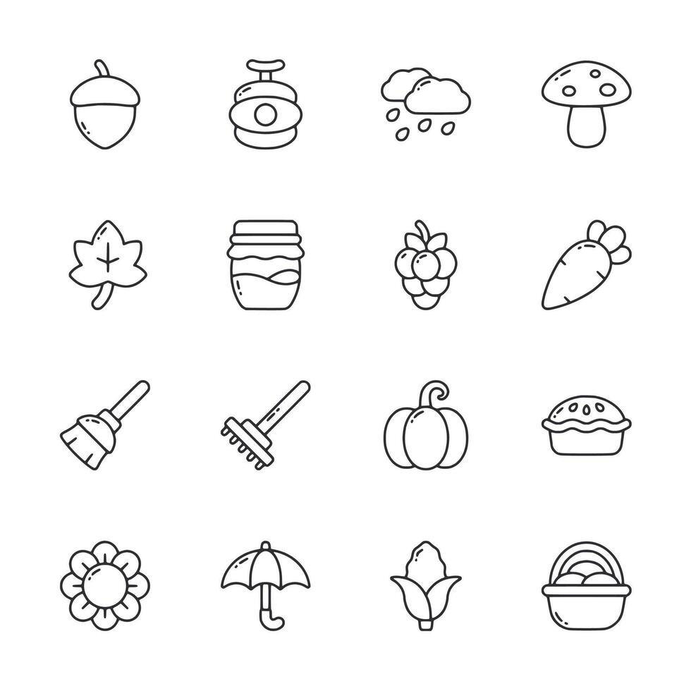 A set of 12 different food and garden icons vector