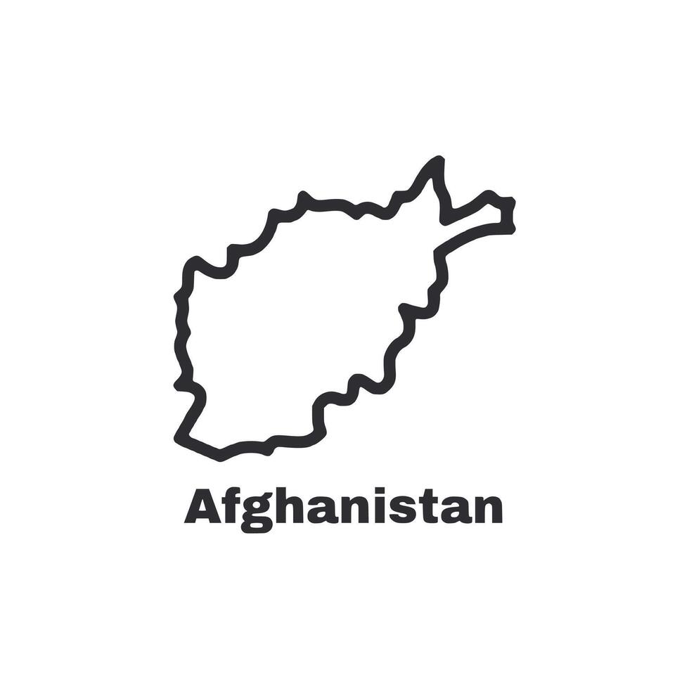 A map of Afghanistan is drawn in black and white vector