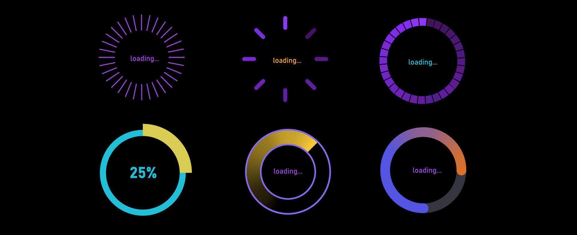 a set of colorful circles with different time and date vector
