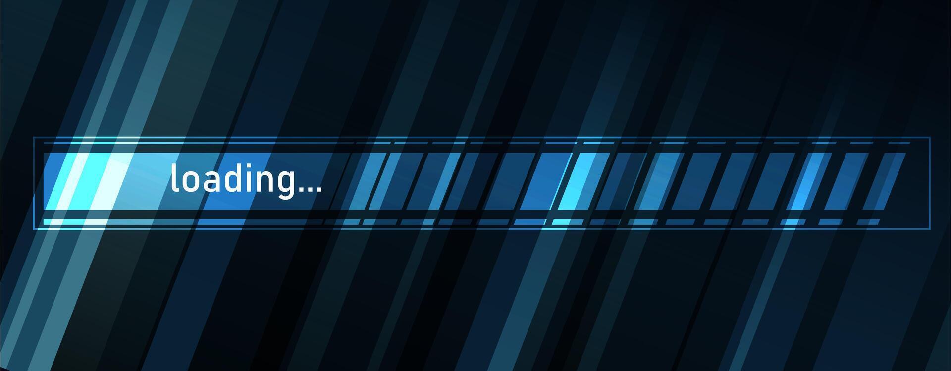 a blue and black background with a loading sign vector