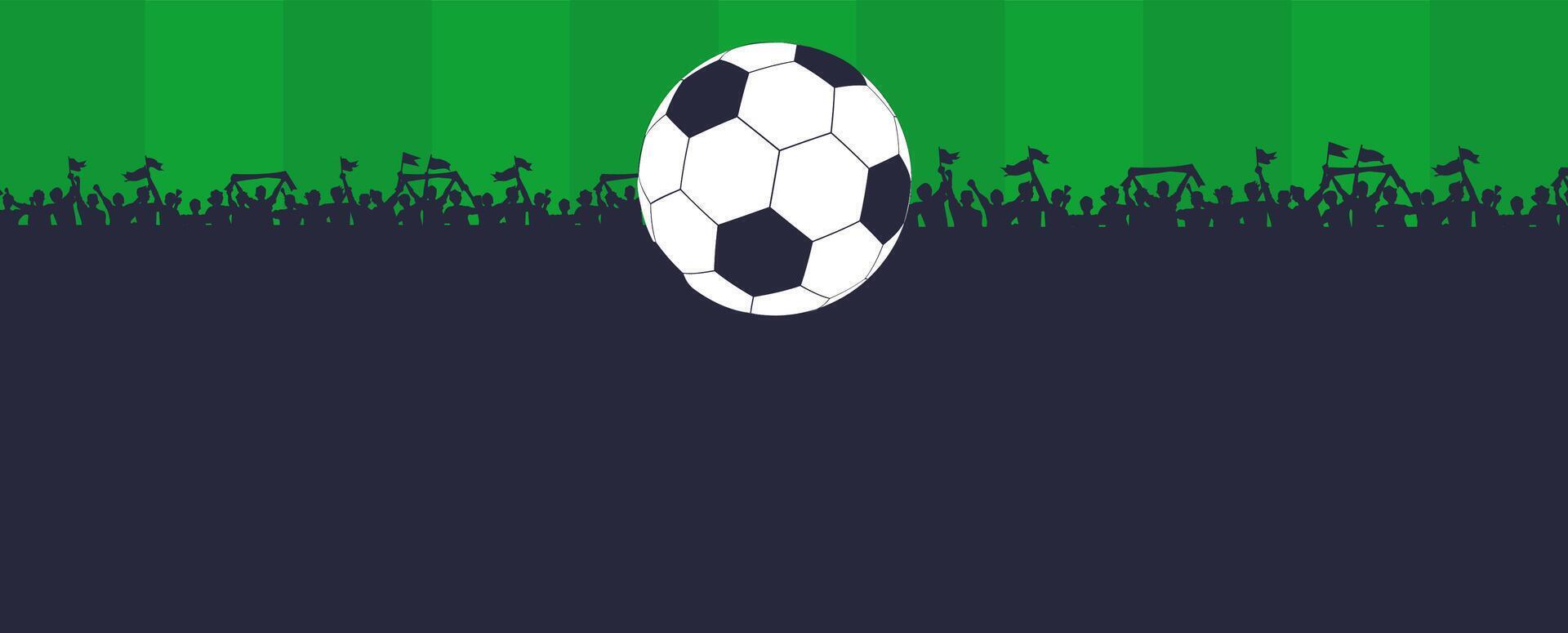 soccer ball on green background with fans in the background vector