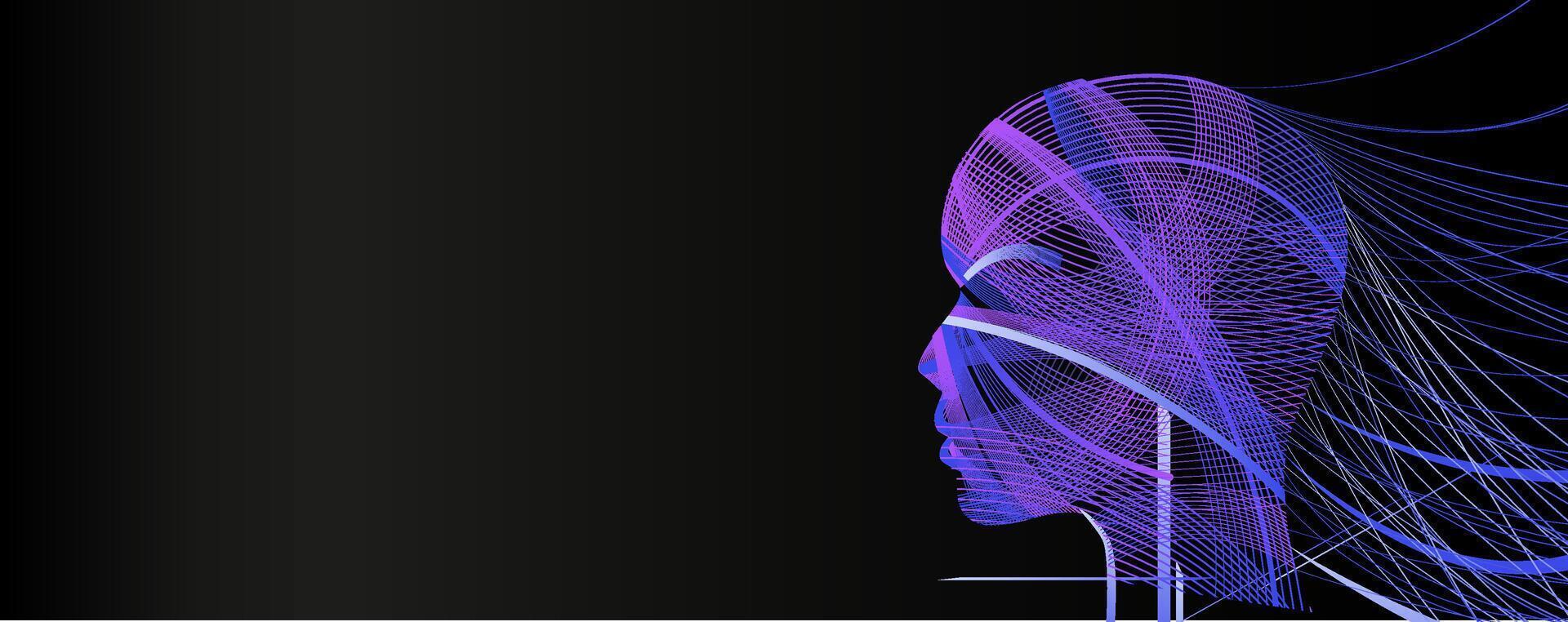 abstract background of a woman's head with a blue and purple design vector