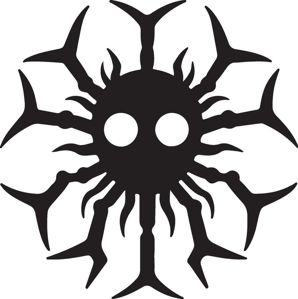 Black and white icon stylized spider silhouette abstract arachnid symbol. vector