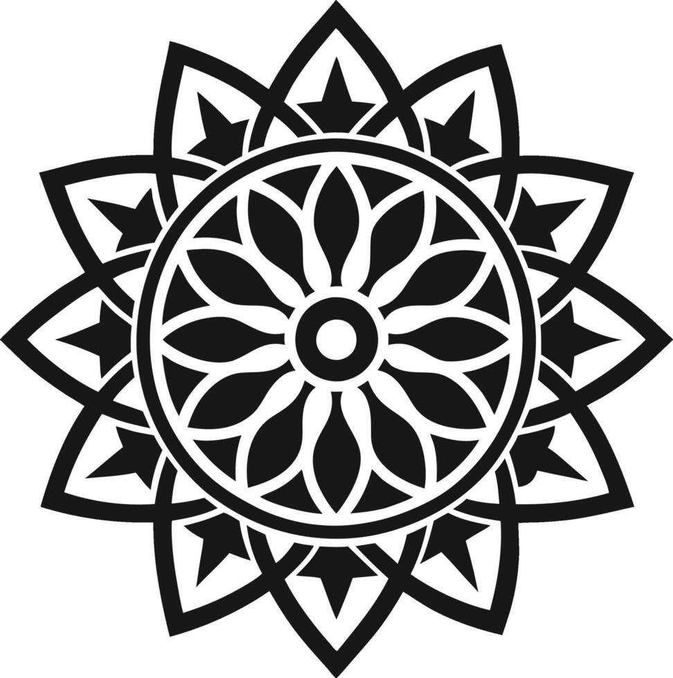 Geometric mandala black and white symmetrical design. vector