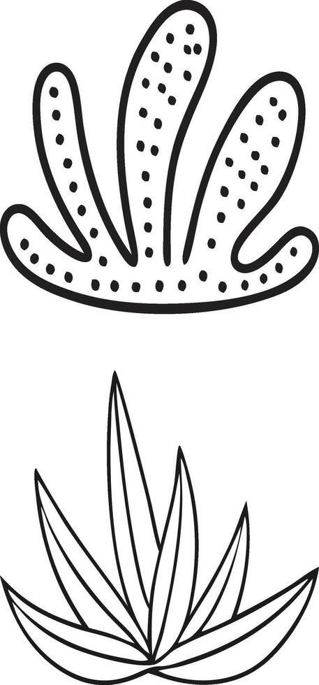Minimalist plant illustration black and white line drawing. vector