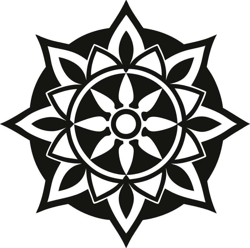 Mandala design black and white geometric pattern. vector
