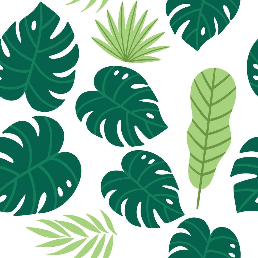 tropical leaves background, leaves pattern, tropical seamless pattern vector