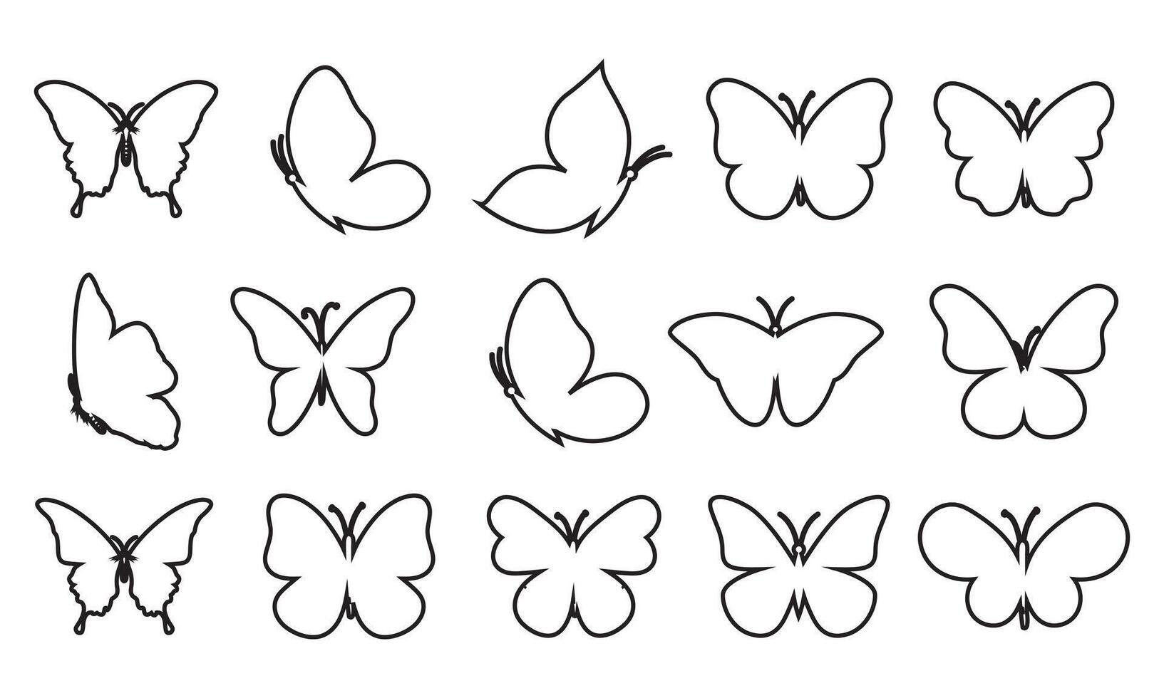 create a sillhouette butterfly victor set icon on white background vector