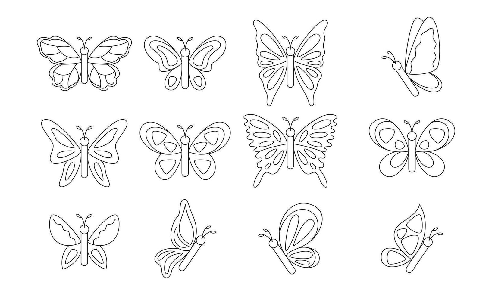 Hand drawn butterfly outline pack butterfly design butterfly vector