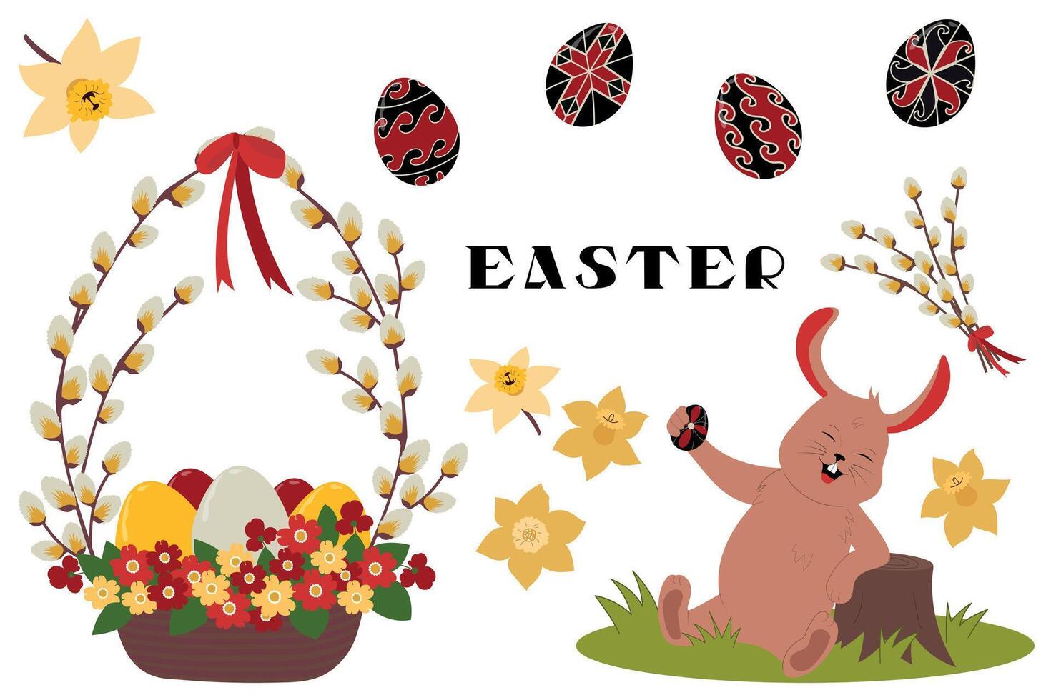 Easter elements set vector