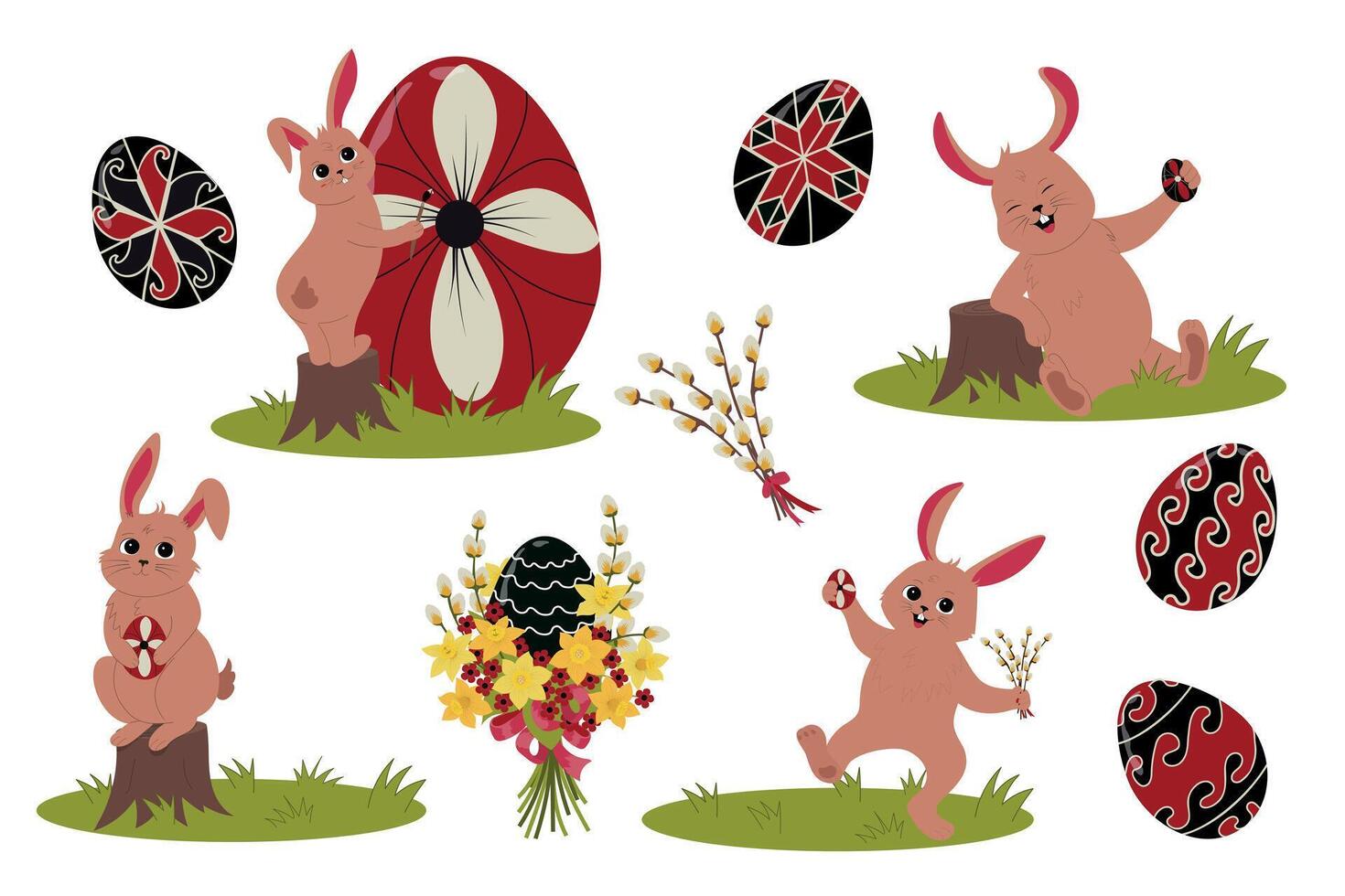 Easter bunny set vector