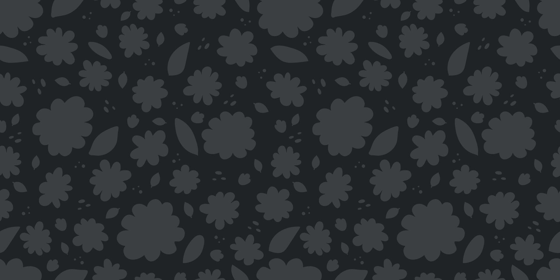 Stylish floral monochrome seamless pattern. Minimalist dark pattern with silhouettes of flowers and leaves vector