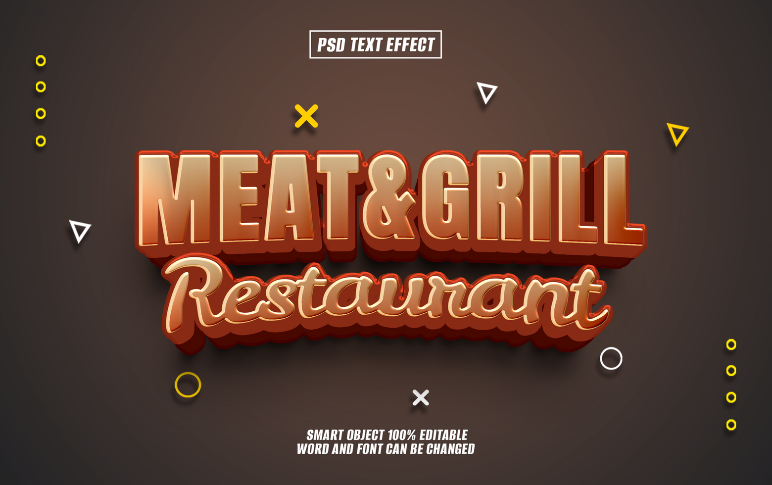 3D text effect design for Meat and Grill Restaurant. psd