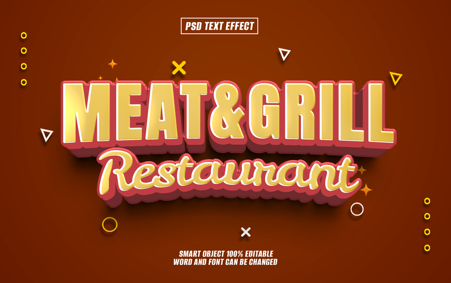 3D text effect design for Meat and Grill Restaurant, psd