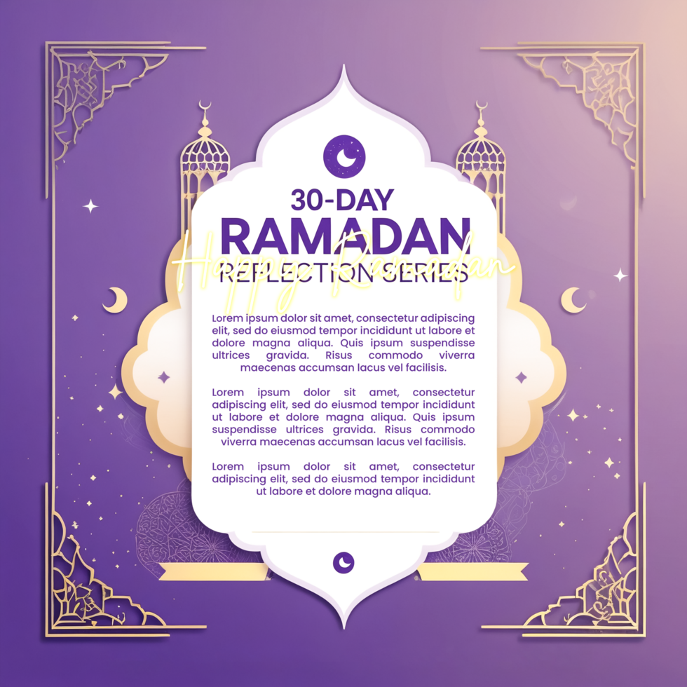 Creative ramazan background for eid greetings with lanterns and golden template psd
