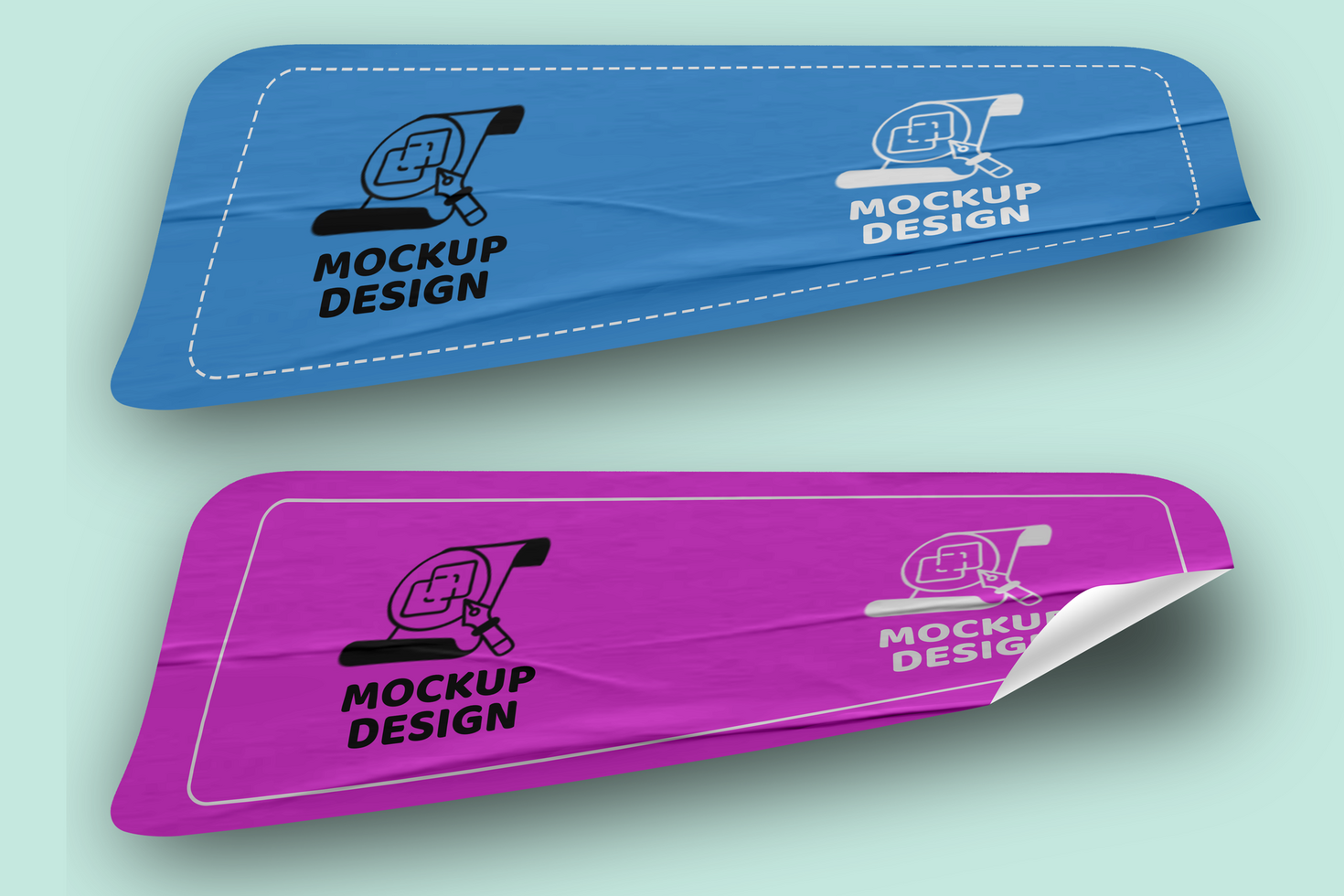 Realistic Rectangle Sticker Mockup Design Template Promotional Label Tag Mockup psd