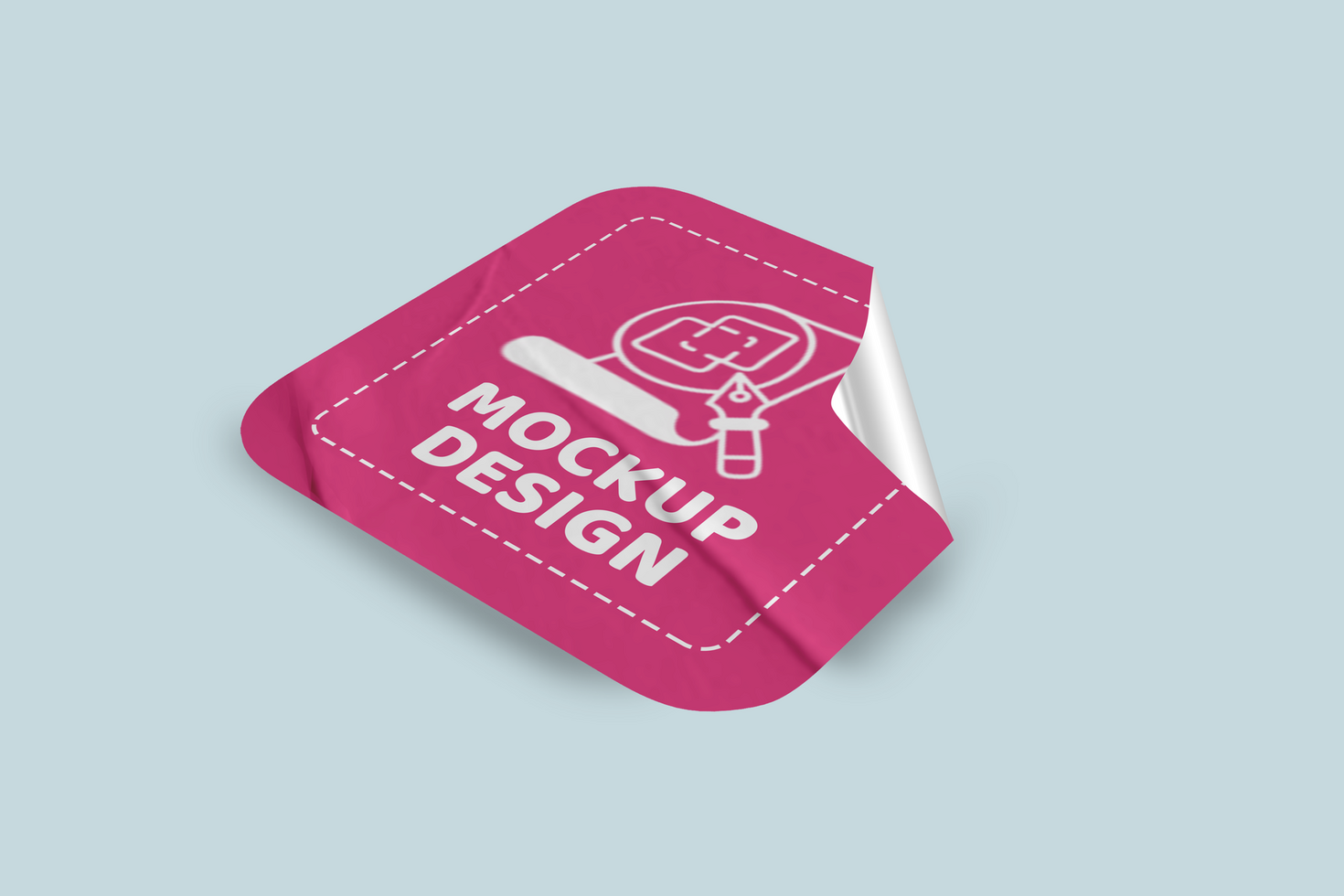 Square Glued Sticker Mockup Design Template Promotional Label psd