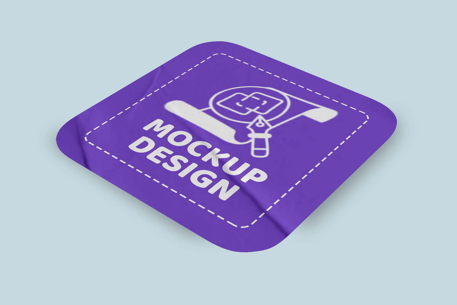 Crumbled Square Sticker Mockup Design Template Promotional Label Tag Mockup psd