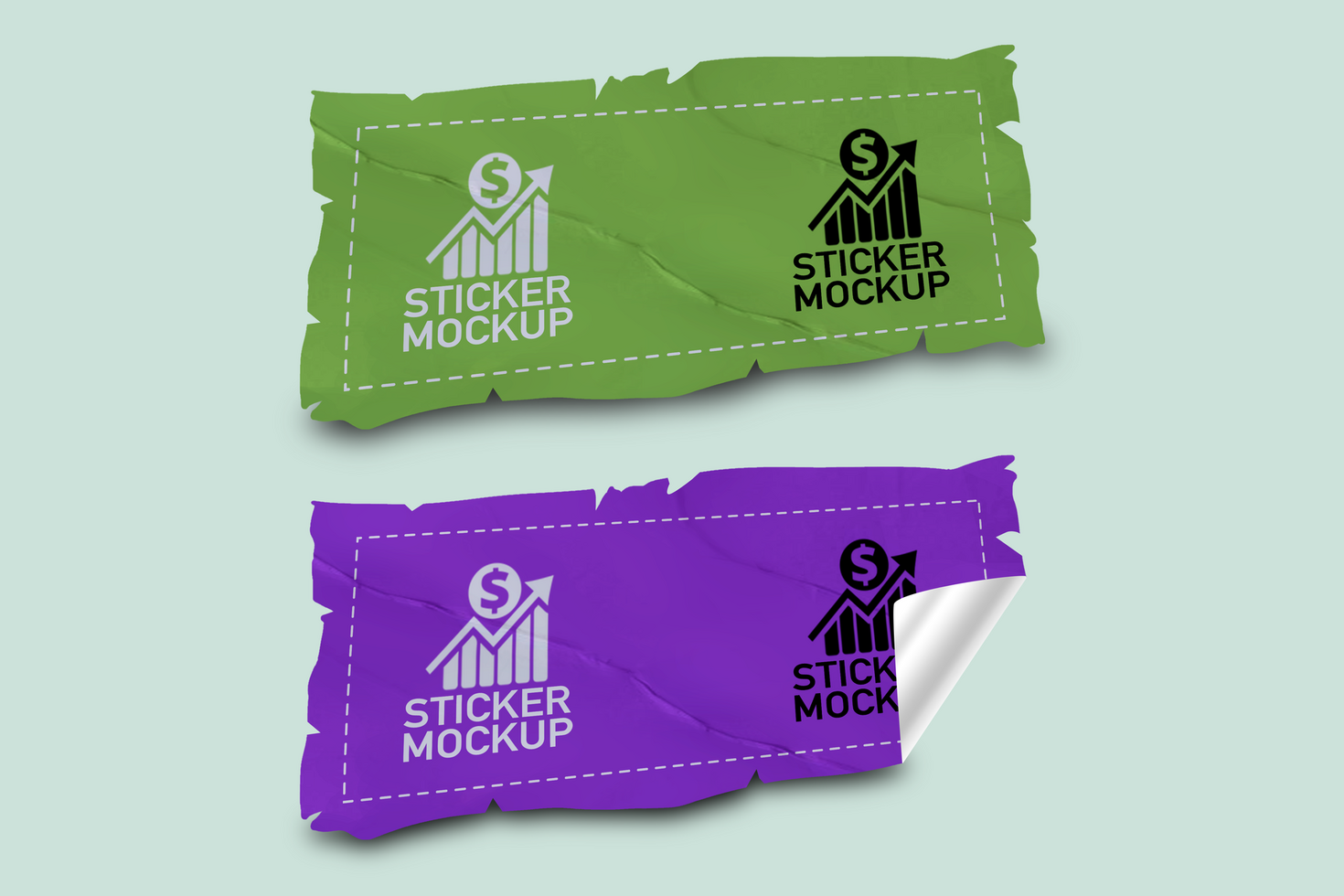 Realistic Torn Sticker Mockup Design Template Promotional Label Tag Mockup psd