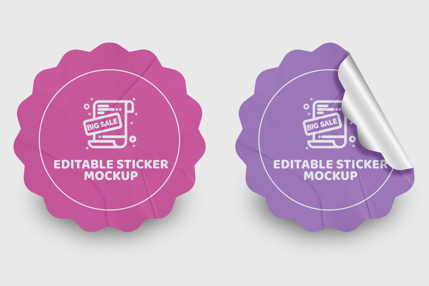 Crumbled Paper Sticker Mockup Design Template Promotional Label Tag Mockup psd