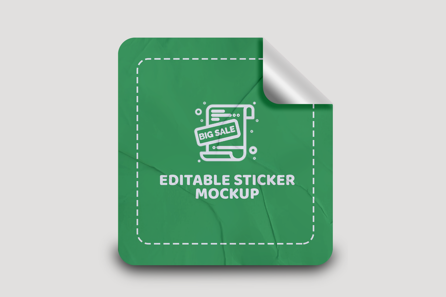 Glued Square Sticker Mockup Design Template Promotional Label Tag Mockup psd