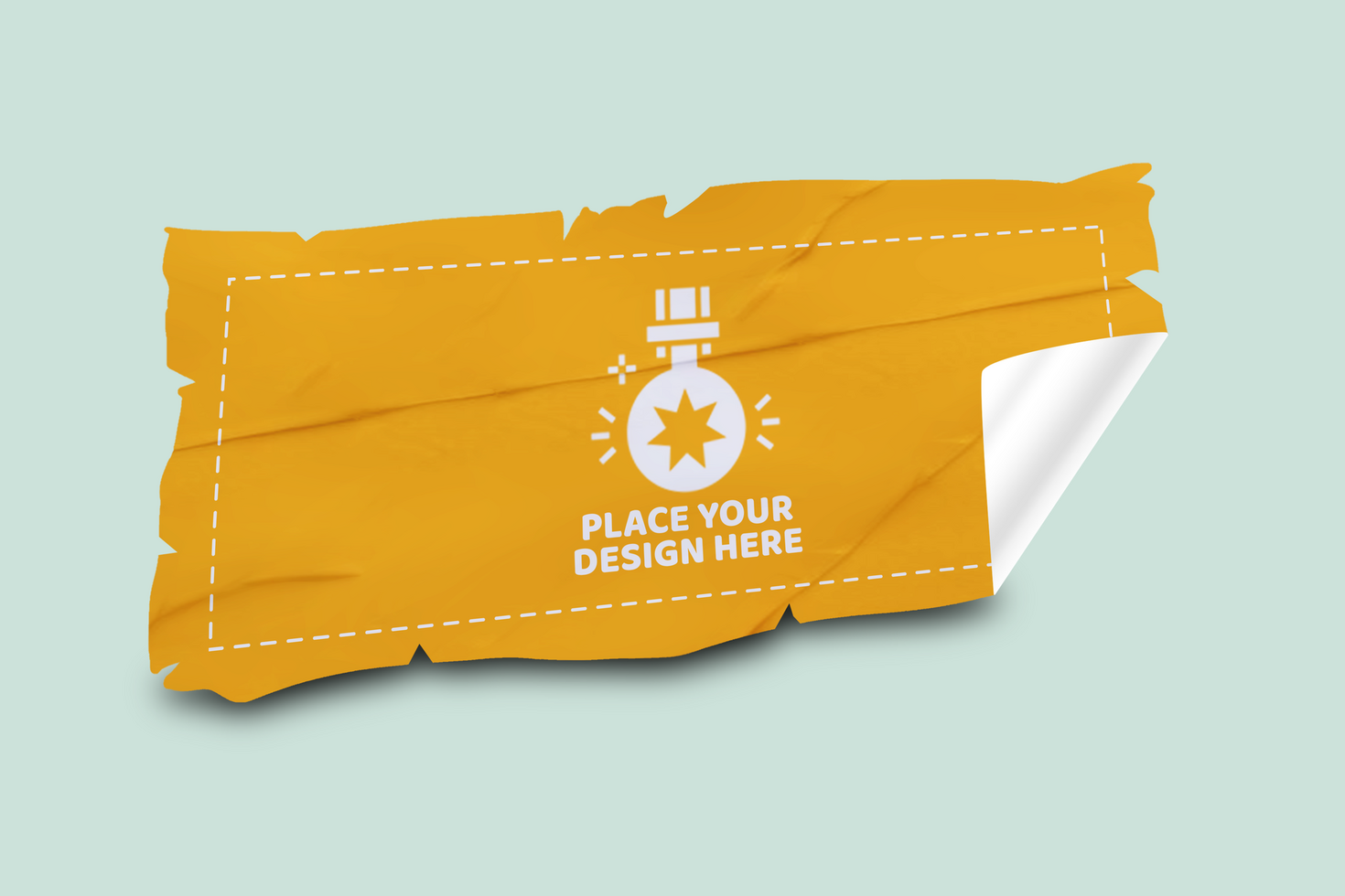 Realistic Yellow Torn Sticker Mockup Design Template Promotional Label Tag Mockup psd