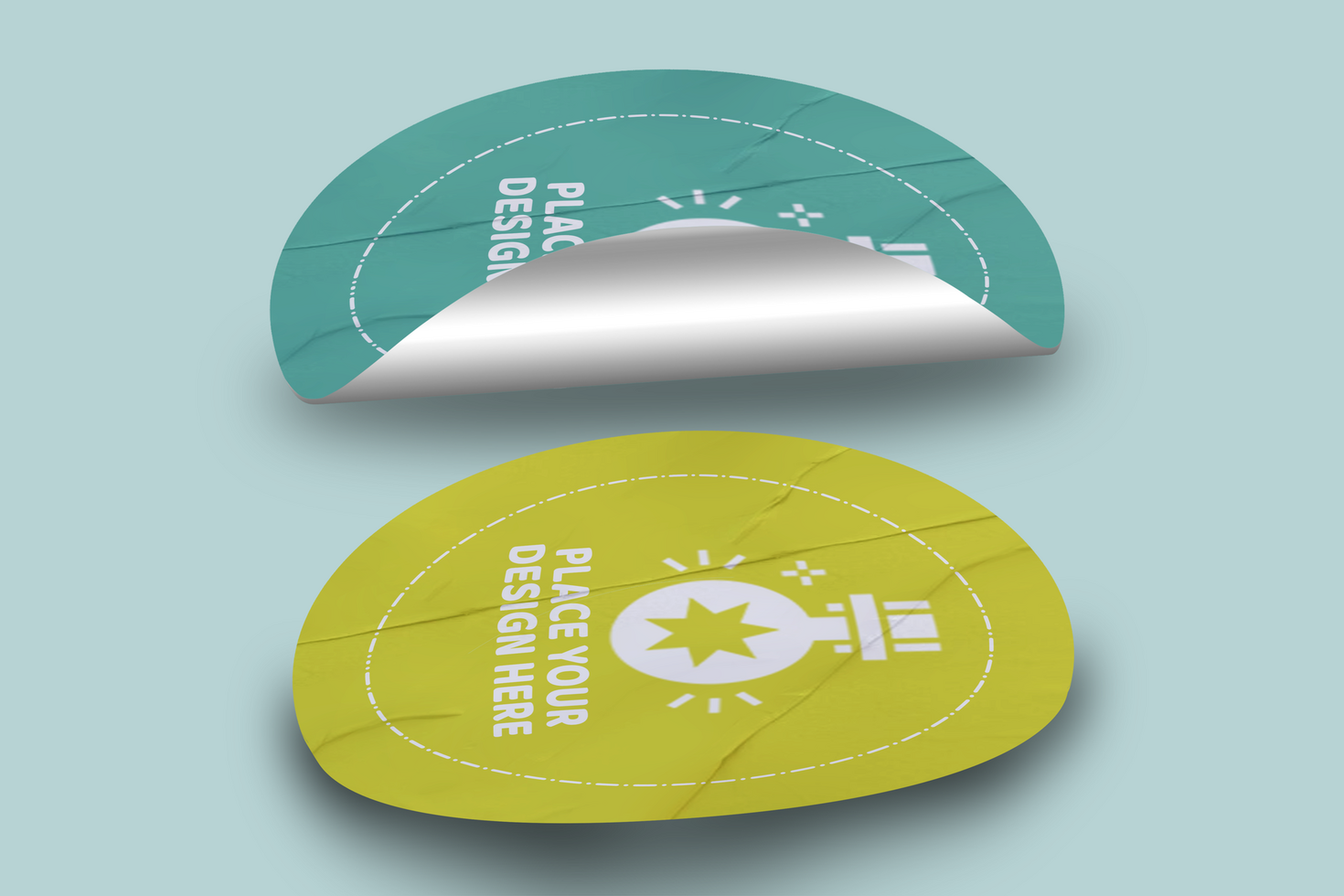 Realistic Round Sticker Mockup Design Template Promotional Label Tag Mockup psd