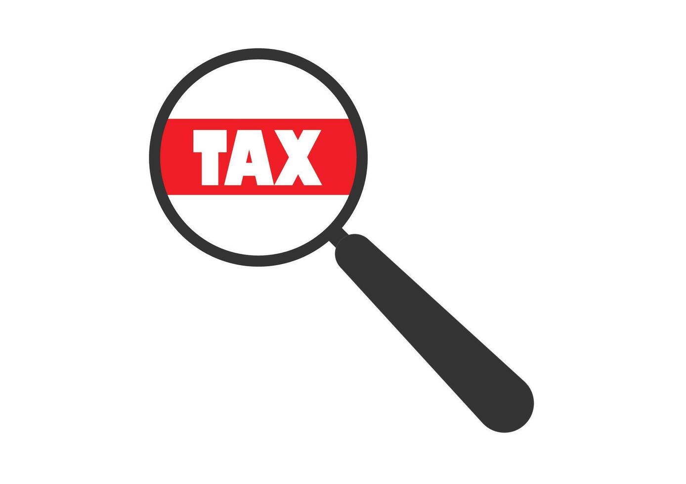 Magnifying glass with a tax isolated on white background. vector