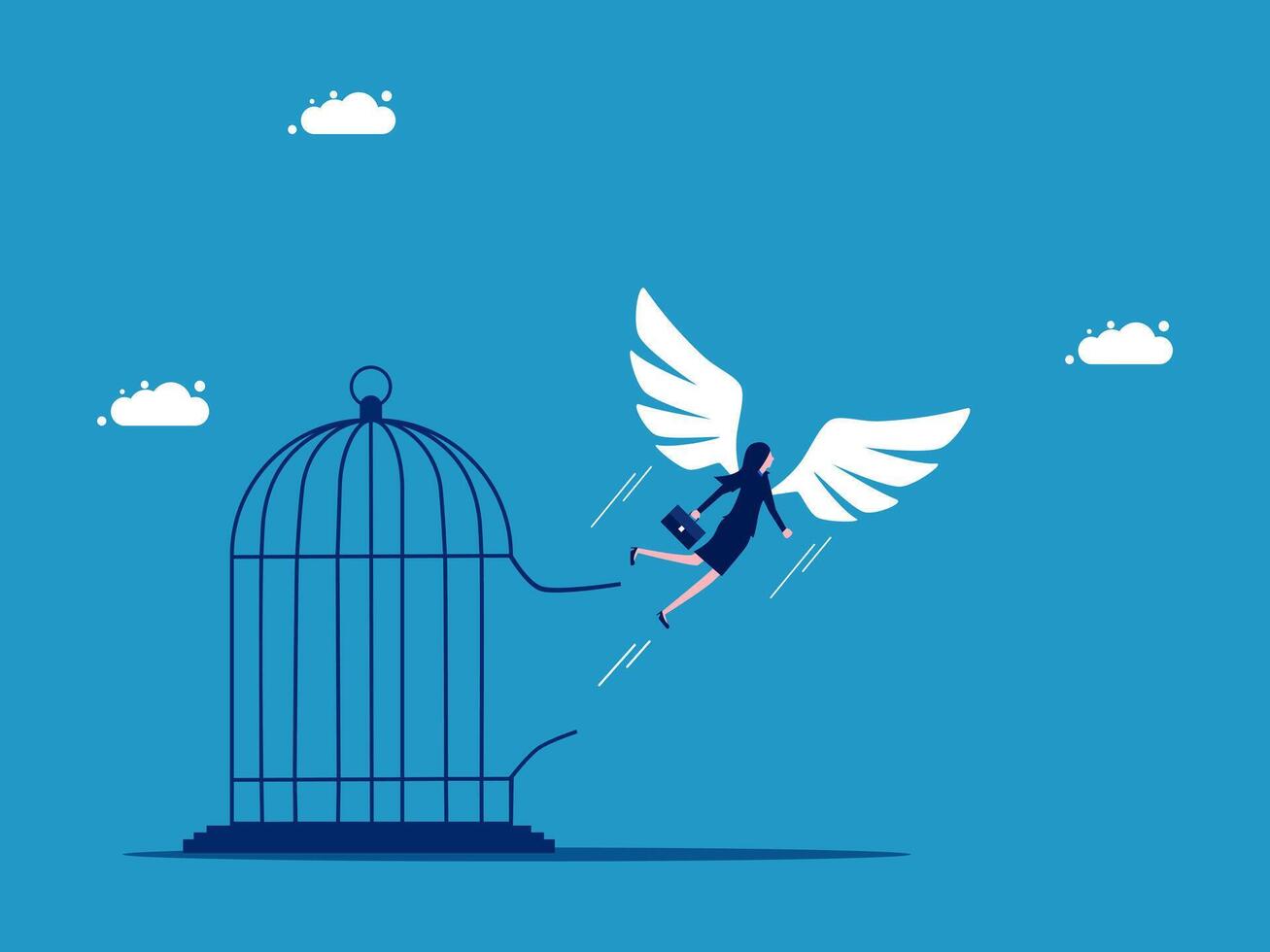 businesswoman with wings flying out of a cage vector
