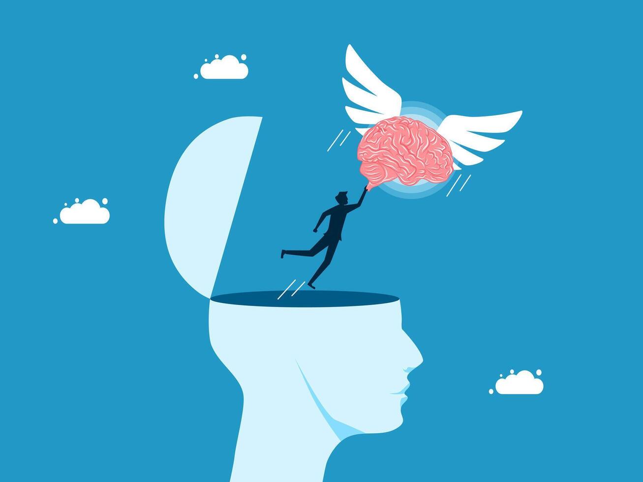 a man is flying with an angel on his head vector