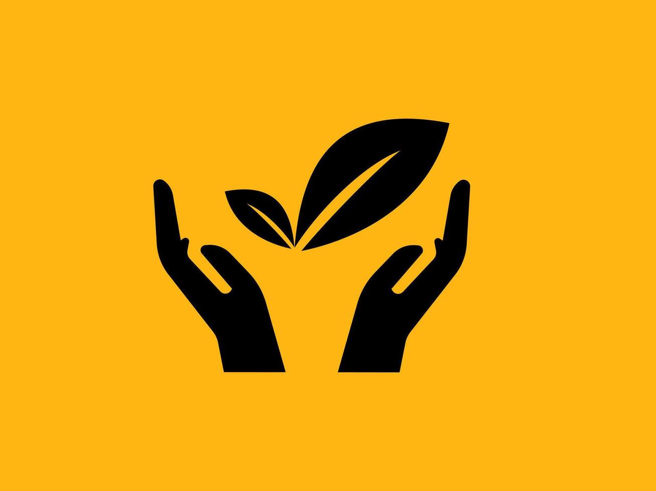 Hand and leaf icon ,Ecology with hand holding plant symbol. vector