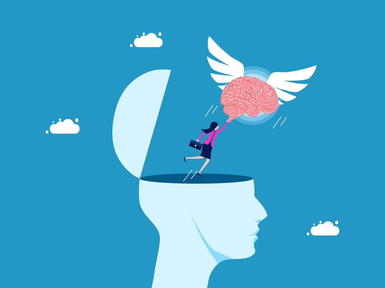 a woman is flying with an angel on her head vector