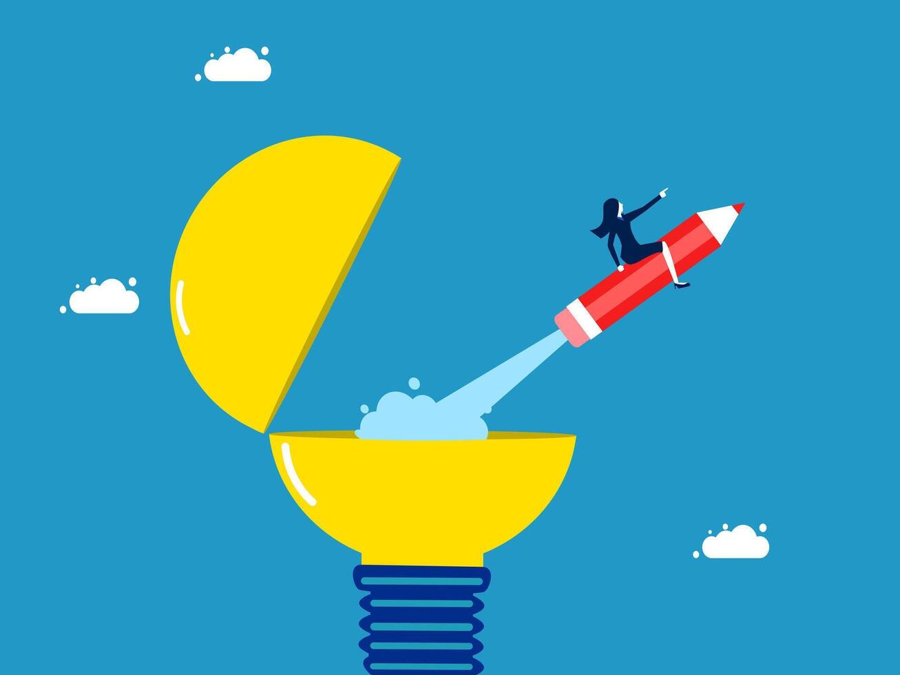businessman flying on a rocket to success vector