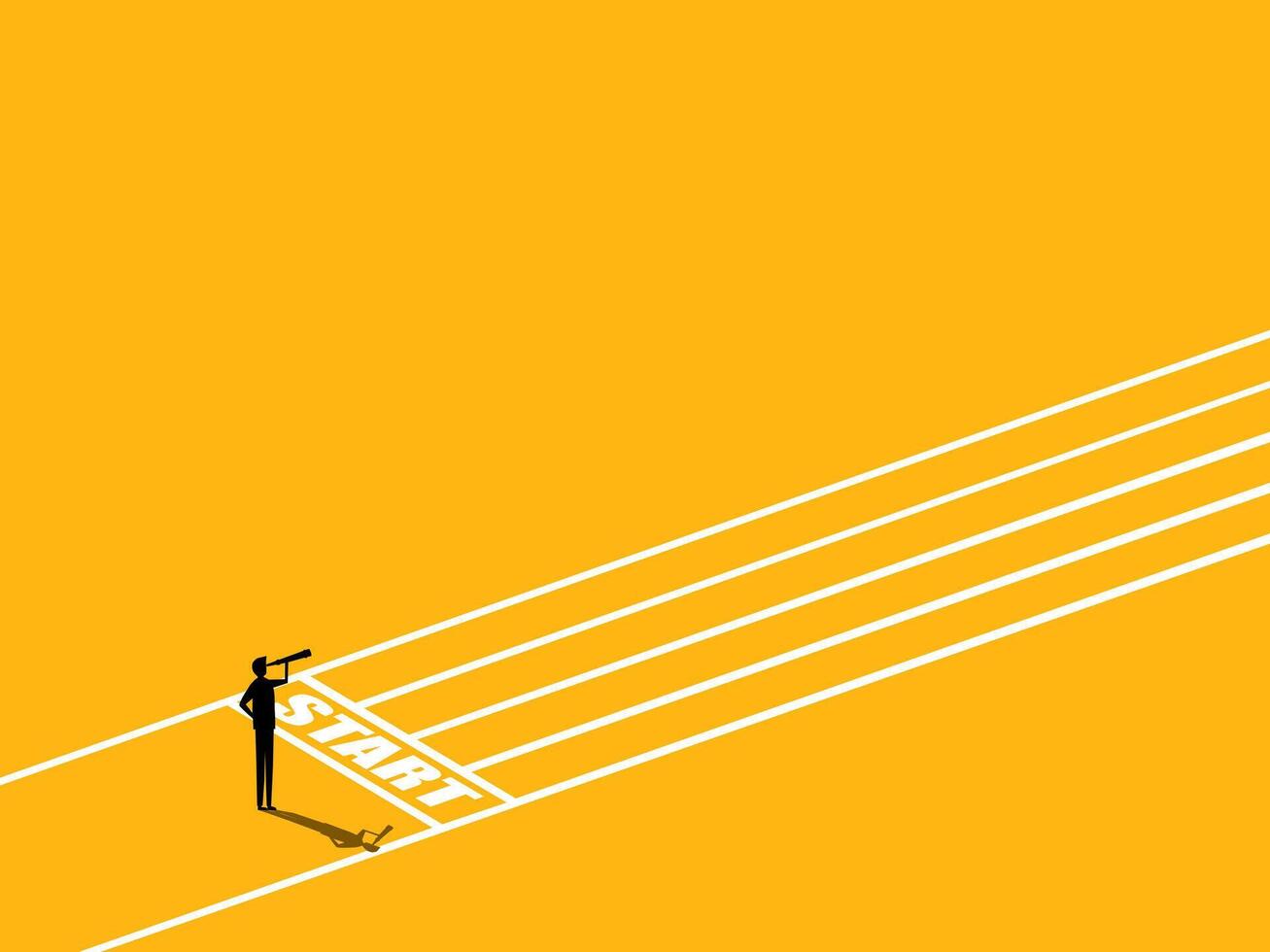 Focus on intention and determination. Businessman is at the starting point vector