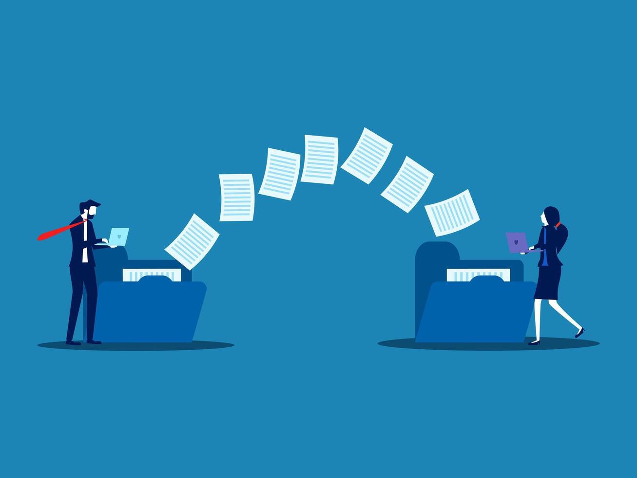 Send documents between business people, Backup, Exchange files on folders, Send documents over the Internet vector