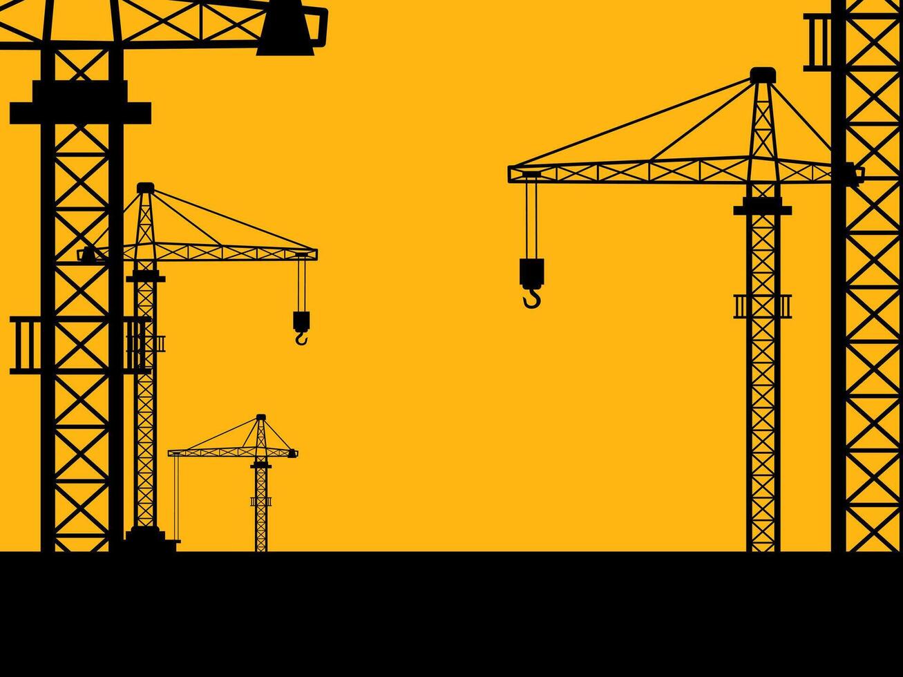 Construction crane silhouette background, industry basics, construction project, architect plan, urban development vector