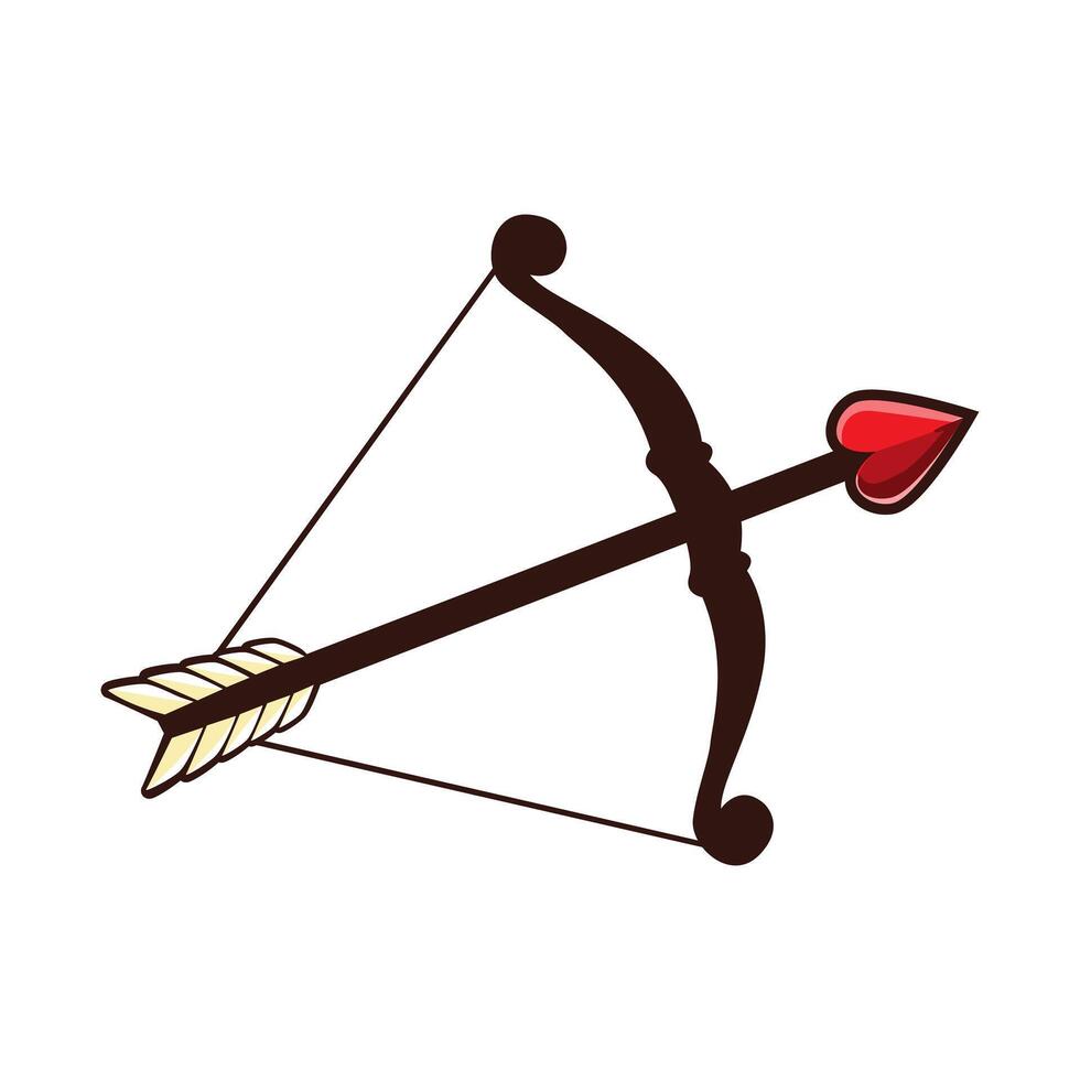 Bow and arrows, Cupid's Valentine's Day accessory Shooting weapon Red heart illustration on white background vector