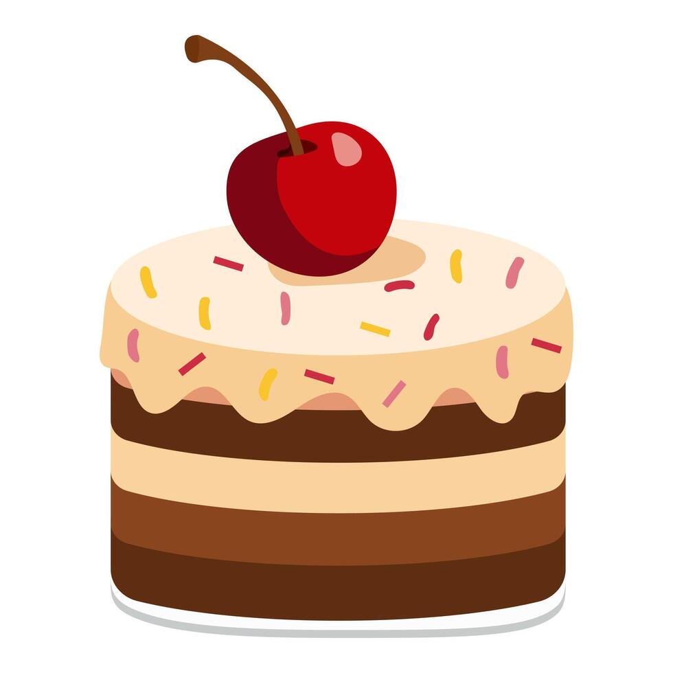 Raspberry cake. Sweet dessert. Layered fruit cake. illustration isolated on white background vector