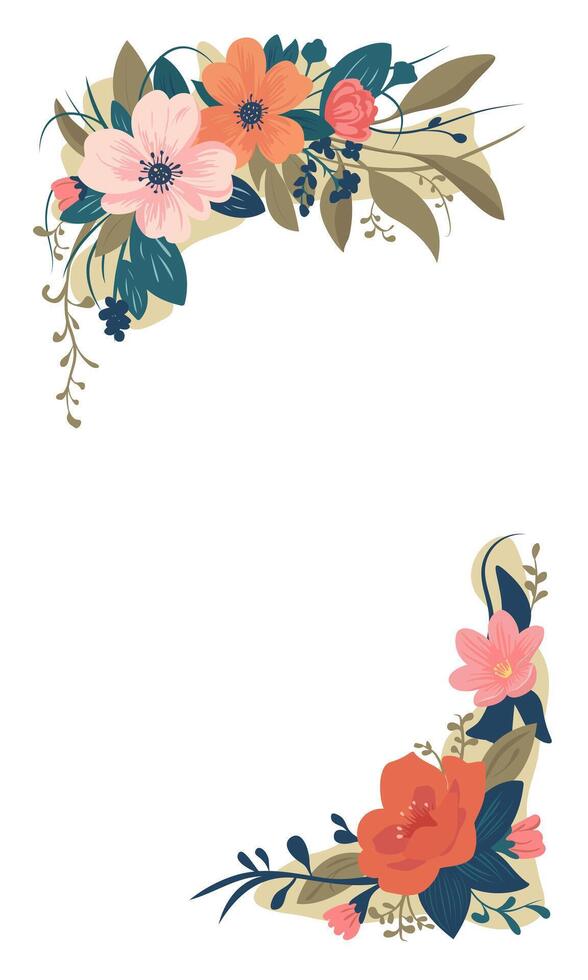 Date, wedding invitation or greeting card template with framed flowers vector