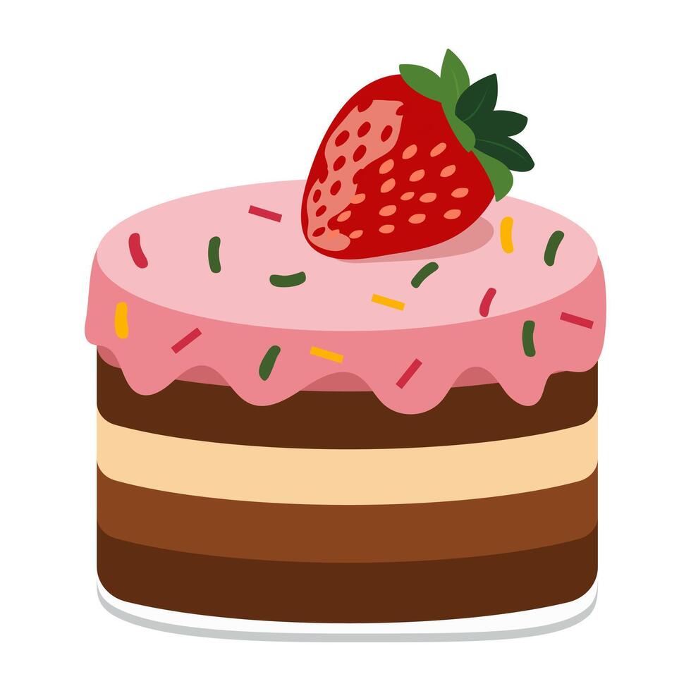 Raspberry cake. Sweet dessert. Layered fruit cake. illustration isolated on white background vector