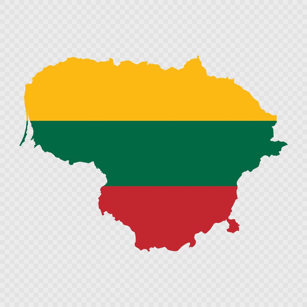 Lithuania map silhouette with flag. vector