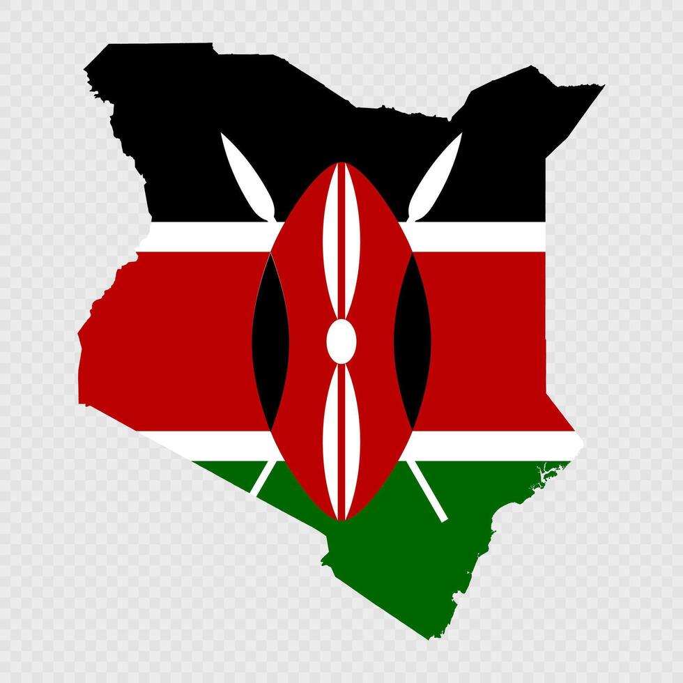 Kenya map silhouette with flag. vector