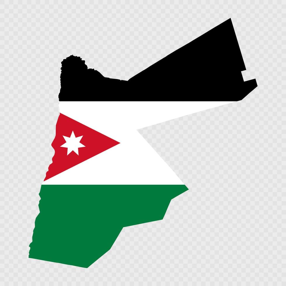 Jordan map silhouette with flag. vector