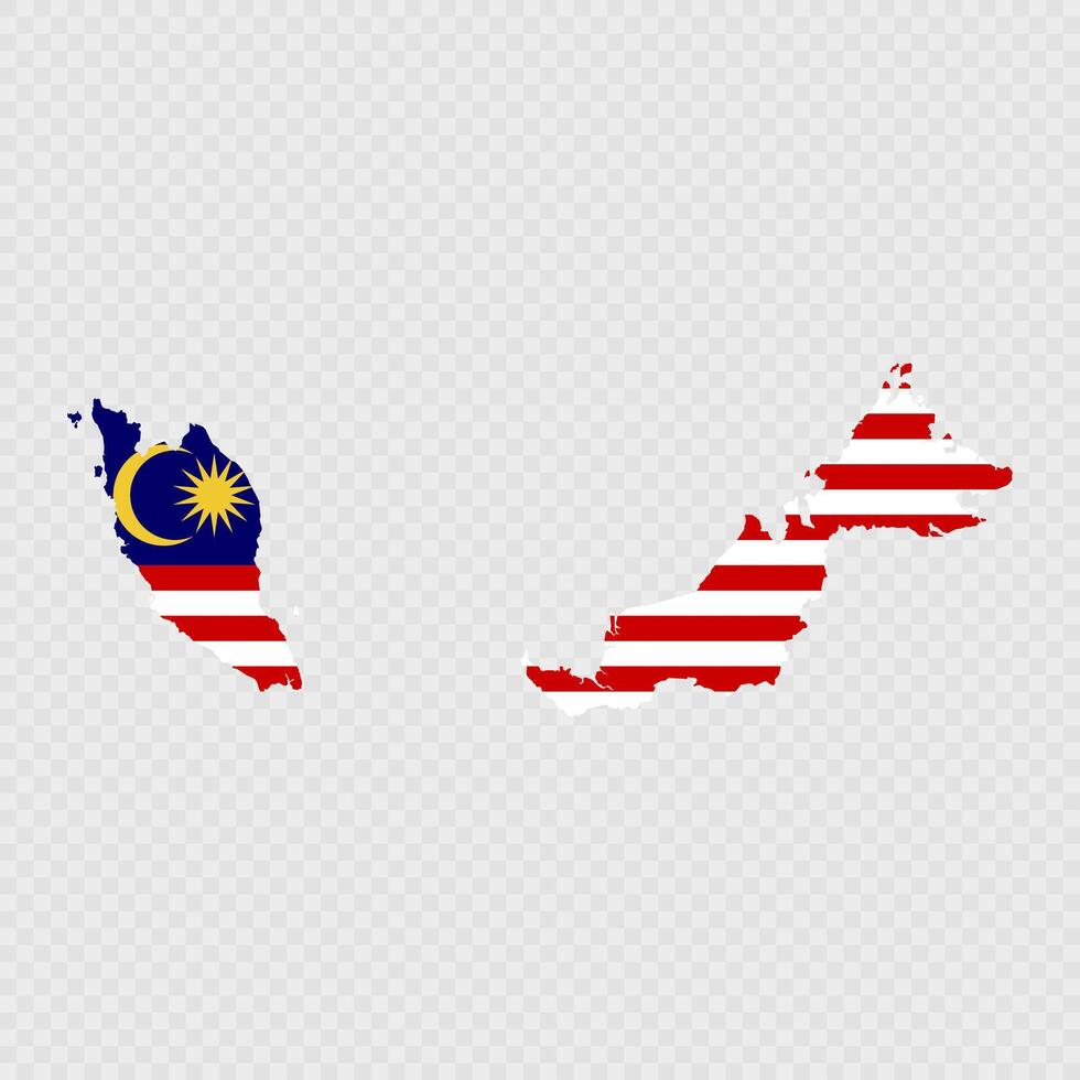 Malaysia map silhouette with flag. vector