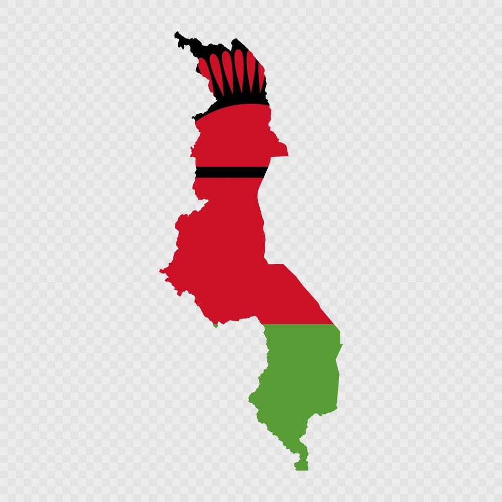 Malawi map silhouette with flag. vector