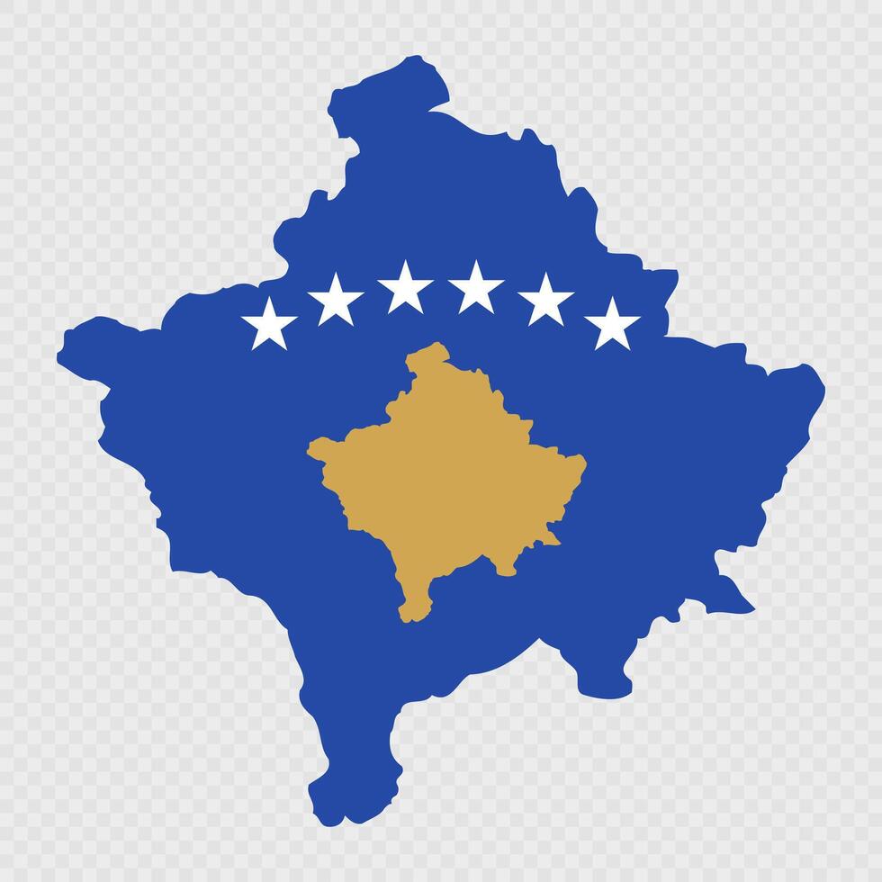 Kosovo map silhouette with flag. vector